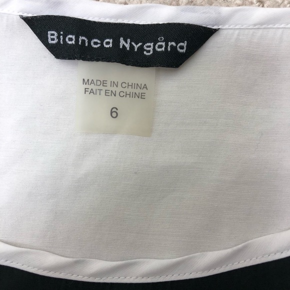 Bianca Nygard White/Black Half Sleeve Blouse Size 6 - Picture 9 of 10